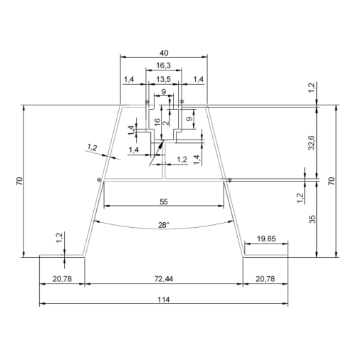 Αλουμινένια τραπεζοειδής γέφυρα PV με EPDM H70 L330 για τραπεζοειδή λαμαρίνα 001-777 (2)
