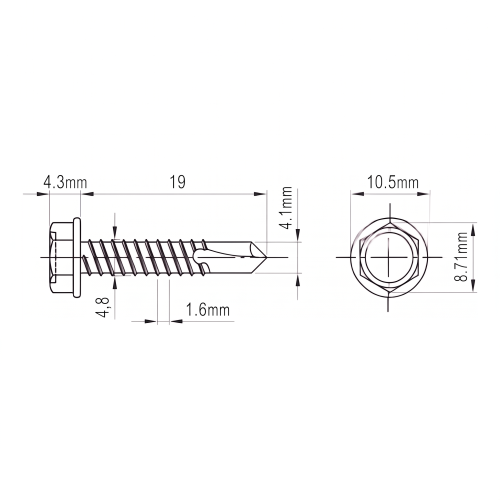 Αυτοδιατρητό βίδα DIN 7504 K 4.8x19 mm – ανοξείδωτος χάλυβας A2, εξαγωνική κεφαλή με φλάντζα 001-923 (2)