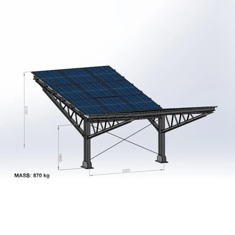 Φωτοβολταϊκό υπόστεγο για 2 οχήματα T Eco 11,4m x 3,3m Ηλιακός χώρος στάθμευσης GPV-101-09 (3)