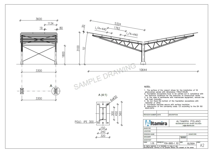 Φωτοβολταϊκό υπόστεγο για 2 οχήματα T Eco 11,4m x 3,3m Ηλιακός χώρος στάθμευσης GPV-101-09 (4)