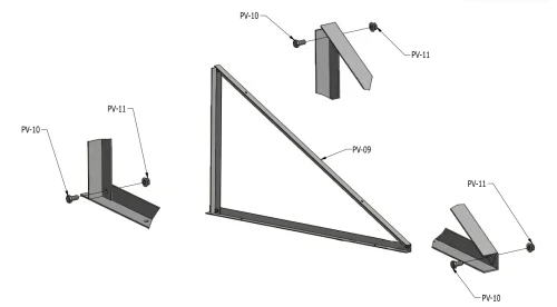 Τρίγωνο τοποθέτησης 25 οριζόντιο 890x810x380 PV-09-05 (2)