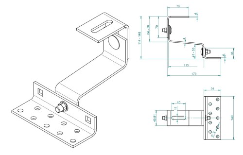 Άγκιστρο Τ 120 mm (4-4-4) πλάτος 50 είδη.1.4016 ρυθμιζόμενο VARIO PV-08-41 (2)