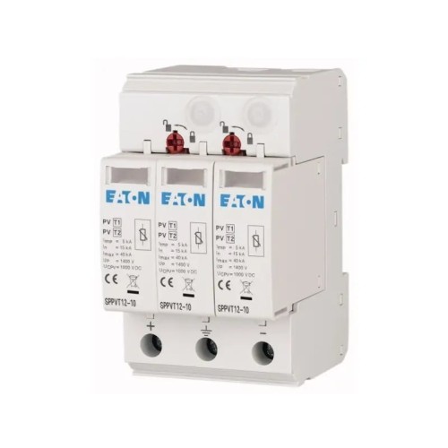 Απαγωγέας υπερτάσεων Φ/Β DC Τύπος 1+2 (B+C) 1000V 2P+N 15kA 3.7kV SPPVT12-10-2+PE 177256 EATON GPV-401-44