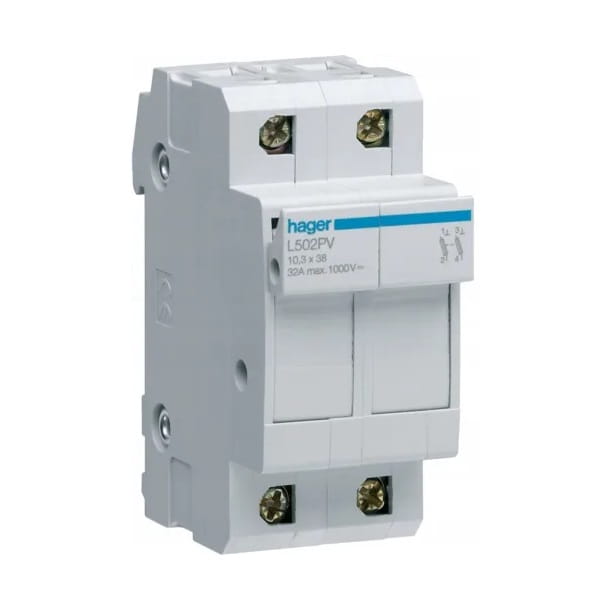 Βάση ασφάλειας PV 2P 32A 10x38 mm L502PV HAGER GPV-401-45