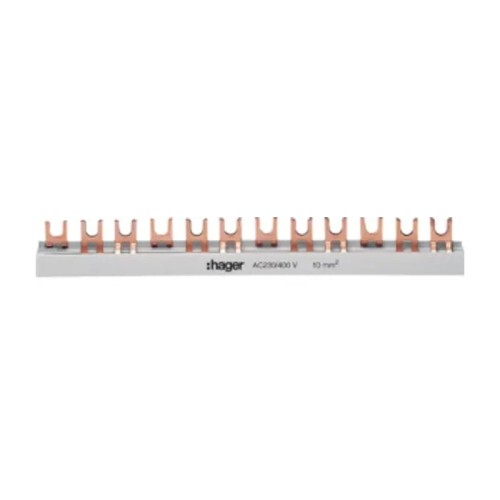 Ράγα διακλάδωσης 3-πολική 57mod 10mm2, KDN363B πιρούνι Hager GPV-401-80