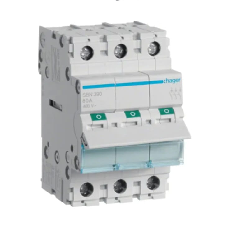 Διακόπτης απομόνωσης 3 φάσεων 3P 100A 400V AC SBN390 HAGER GPV-401-85