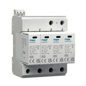 Απαγωγέας υπερτάσεων τύπου 1+2 (B+C) 4P 50kA 1,2kV SPD Δίκτυο MOV TN-S/TT επαφή SPA931 HAGER
