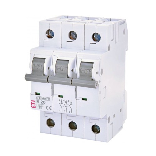 Διακόπτης υπερέντασης B 20A 3P 6kA ETIMAT6 002115517 ETI GPV-401-102