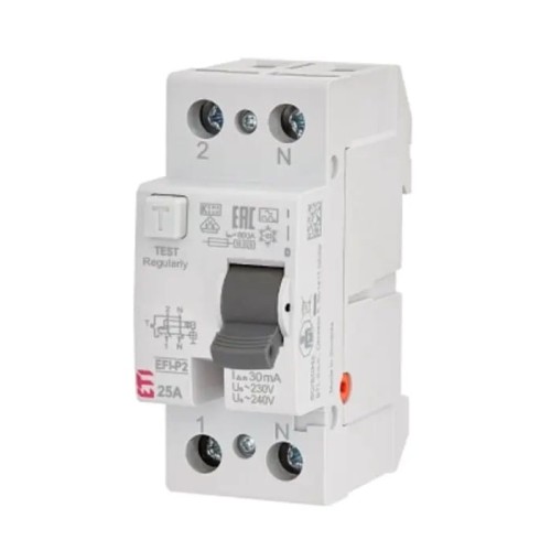 Διακόπτης υπολειπόμενου ρεύματος 2P 25A 30mA AC τύπου EFI6-P2 AC 25/0.03 002061251 ETI GPV-401-104