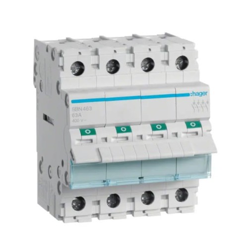 Διακόπτης απομόνωσης 3 φάσεων 4P 63A 400V AC SBN463 HAGER GPV-401-106