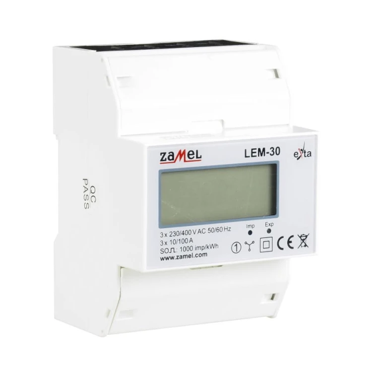 Μετρητής ηλεκτρικής ενέργειας 3 φάσεων 100A LCD LEM-30 ZAMEL GPV-401-109 (3)