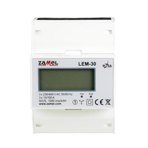 Μετρητής ηλεκτρικής ενέργειας 3 φάσεων 100A LCD LEM-30 ZAMEL GPV-401-109
