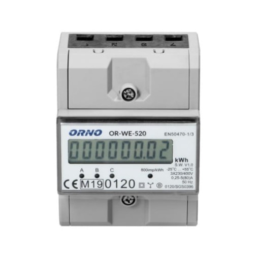 Μετρητής ηλεκτρικής ενέργειας 3 φάσεων 80A MID OR-WE-520 ORNO GPV-401-114