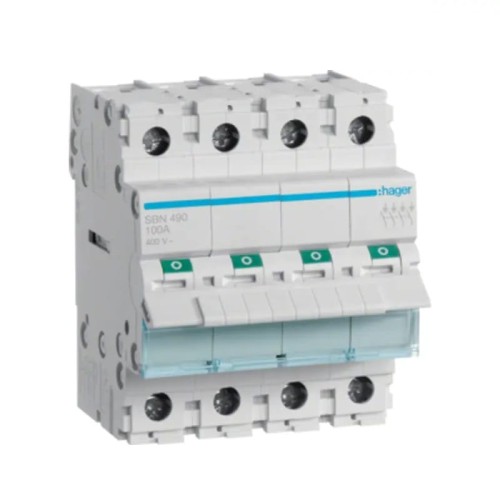 Διακόπτης απομόνωσης 3 φάσεων 4P 100A 400V AC SBN490 HAGER GPV-401-120