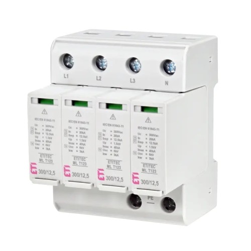 Απαγωγέας υπερτάσεων Τύπος 1+2+3 (B+C+D) 4P 20kA 1.5kV ETITEC ML T123 300/125 4+0 002440667 ETI GPV-401-141