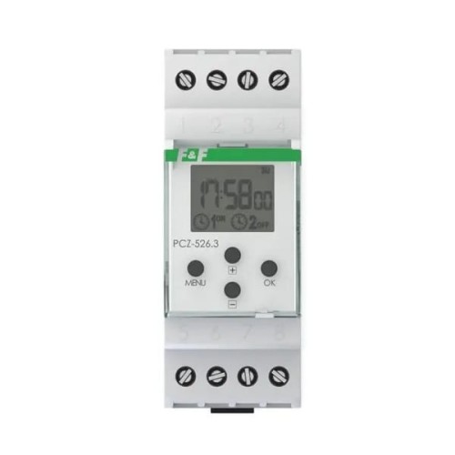 Χρονοδιακόπτης PCZ-526,32x1P I=2x16A 24÷264V AC/DC 2 μονάδες PCZ-526.3 F&F GPV-401-166