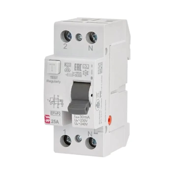 Διακόπτης υπολειπόμενου ρεύματος 2P 40A 30mA AC τύπου EFI6-P2 AC 40/0.03 002061252 ETI GPV-401-177