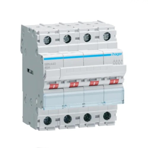 Διακόπτης απομόνωσης 3 φάσεων 4P 40A 400V AC SBN440 HAGER GPV-401-190