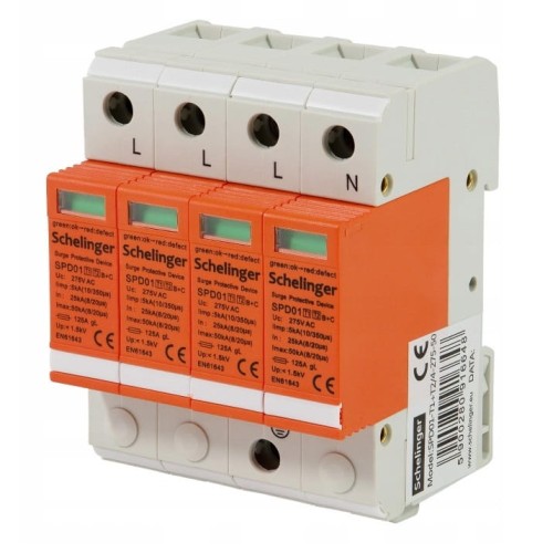 Schelinger Προστατευτικό υπερτάσης 4P 5kA κλάση T1+T2 (B+C) GPV-401-25