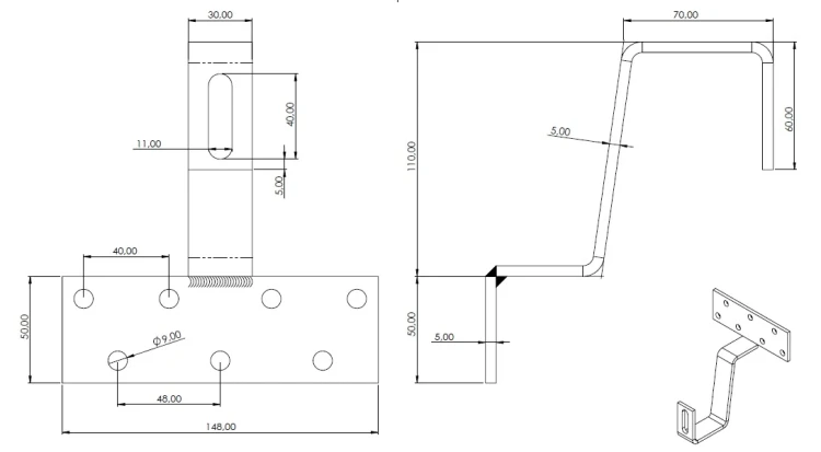 Άγκιστρο οροφής T συγκολλημένο 110mm A2 TS PV-08-44 (2)