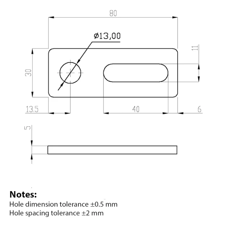 Προσαρμογέας στερέωσης M12 80x30x5 Υλικό 1.4301 PV-07-07 (2)