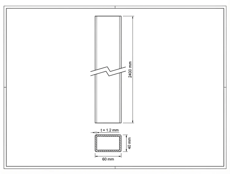 Πάσσαλος περίφραξης 60x40x1,2 mm, μήκος 2,4 m, γαλβανισμένος GPV-700-70 (3)