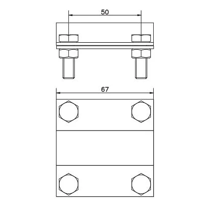 Σύνδεσμος γείωσης 2 πλακών ράβδος ; B έως 40 mm, Ø 20 mm PV-24-03 (2)