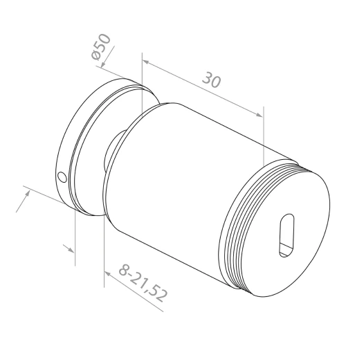 Σύνδεσμος σημειακός για γυαλί fi 50/30/M10x45, γυαλί 8-21,52 mm, AISI 304, επίπεδο σύστημα, σατέν 000-262 (2)