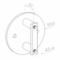 Πλαϊνή στήριξη κολόνας fi 42,4 mm σε σωλήνα fi 100 mm AISI 304 σατέν 000-299 (2)