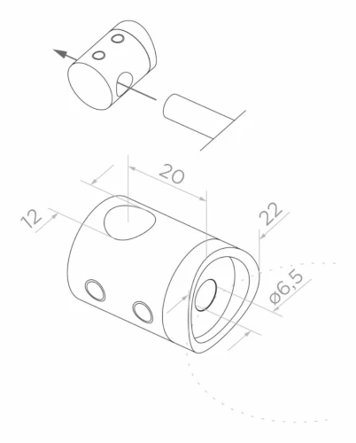 Σύνδεσμος διέλευσης για ράβδο/σωλήνα fi 12 mm, σύστημα για σωλήνα 42,4 mm, AISI 304 σατέν 000-290 (2)