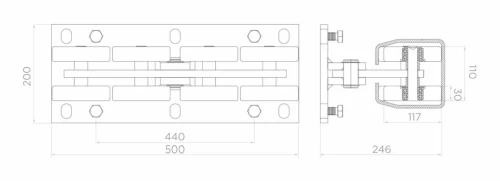 Τρόλεϊ 8 τροχών για συρόμενες πύλες ράγας 6V.140 000-326 (2)