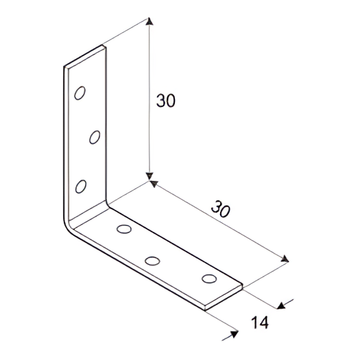 Γωνιακός σύνδεσμος επίπλων KW 30 30x30x14x1,5 γαλβανισμένος εν θερμώ 000-350 (4)
