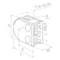 Σύνδεσμος γυαλιού 50x40x26 mm με πείρο, γυαλί 6-10,76 mm, AISI 304, σύστημα 42,4, γυαλιστερό 000-264 (3)