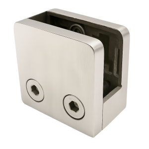 Στήριγμα γυαλιού 45x45x26 mm με βάση pin γυαλί 6–10,76 mm AISI 304 επίπεδο σύστημα σατινέ