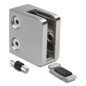 Βάση γυαλιού 6-10,76 mm 45x45x26 mm βραχίονας και πείρος AISI 304 σύστημα επίπεδο γυαλιστερό