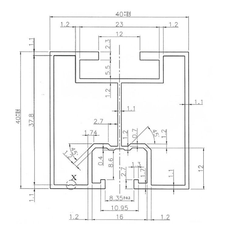 Προφίλ αλουμινίου 240cm 40x40mm για βίδες σφυριού PV-01-26 (3)