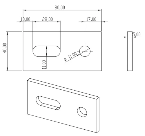 Προσαρμογέας αλουμινίου 40x80x5 PV-07-05 (2)