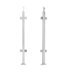 Στύλος κάγκελου μεσαίος 40x40x1060/1100mm 4 συνδετήρες γυαλιού AISI 304