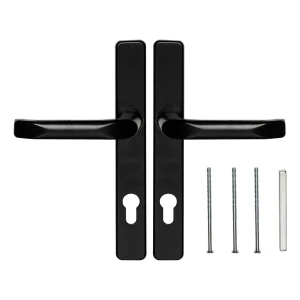 Χερούλι πόρτας μαύρο με ορθογώνια πλάκα 90 mm – αλουμίνιο/znal H247