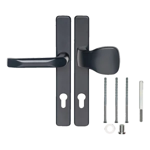 Χειρολαβή πόρτας με σκουτέλο και πόμολο 90 mm – ανθρακί, κάλυμμα ορθογώνιο