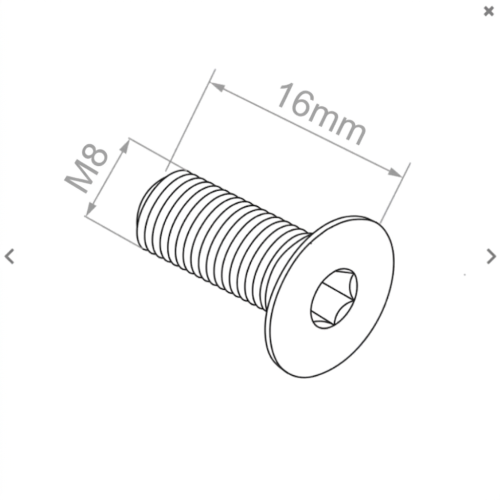Βίδα στερέωσης με κωνική κεφαλή M8x16 A2 DIN 7991 – εξαγωνική υποδοχή, ανοξείδωτος χάλυβας 000-818 (2)