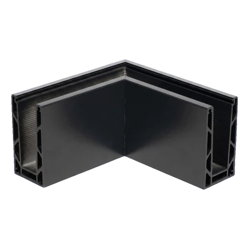 Kozza KE 100 – εξωτερικό γωνιακό προφίλ U 90° για πλήρως γυάλινες κιγκλιδώματα, σκούρο γκρι RAL 7021 000-858 (1)