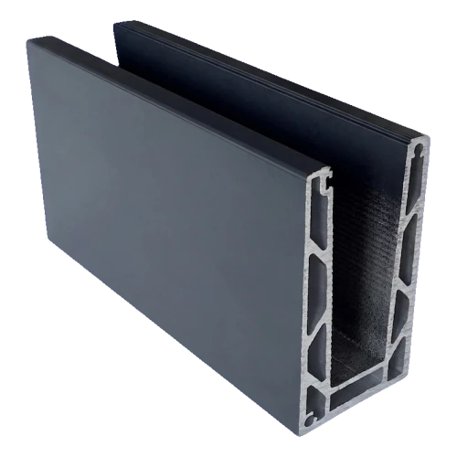 Kozza KE 100 – προφίλ U για γυάλινα κιγκλιδώματα 5000 mm σκούρο γκρι 000-862 (1)