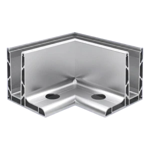 Kozza KE 105 – προφίλ L γωνιακό 90° για κιγκλιδώματα ολόγυαλα, εξωτερικό, στήριξη επιμήκης από πάνω