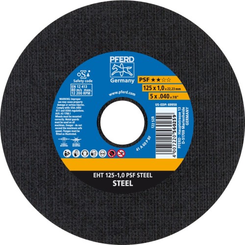 PFERD EHT 125-1,0 PSF Steel – δίσκος κοπής για χάλυβα 125 x 1,0 mm 000-946 (1)