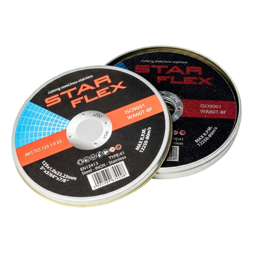 Starflex – σετ δίσκων κοπής για χάλυβα και inox 125×1,0 mm (10 τεμ.) 000-950 (1)