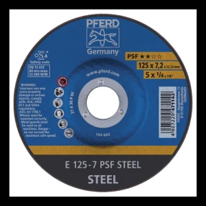 PFERD E 125-7 PSF STEEL – δίσκος λείανσης χάλυβα 125 × 7,2 mm (συσκευασία 10 τεμ.)