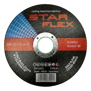 Starflex δίσκος κοπής για χάλυβα και INOX 115×1,0 mm WA60T-BF τύπος 41