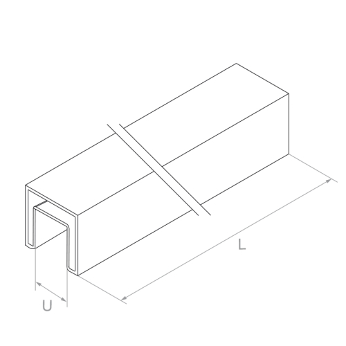 PSG Λαβή επικάλυψης γυαλιού 40x40 mm AISI 304 σατινέ – 2500 mm 001-082 (2)