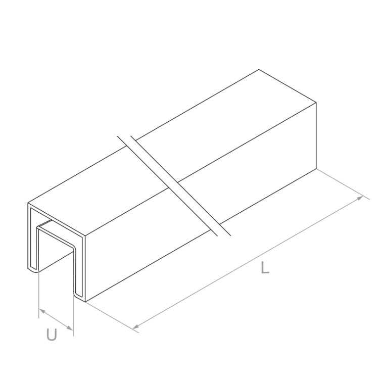 PSG Λαβή επικάλυψης γυαλιού 40x40 mm AISI 304 σατινέ – 2500 mm 001-082 (2)
